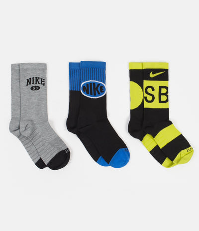 Nike SB Everyday Max Lightweight Crew Socks (3 Pair) - Multicolour / Black