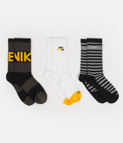 Nike SB Everyday Max Lightweight Crew Socks (3 Pair) - Multicolour / White