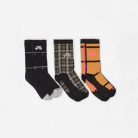Nike SB Everyday Max Lightweight Crew Socks (3 Pair) - Orange / Multicolour thumbnail