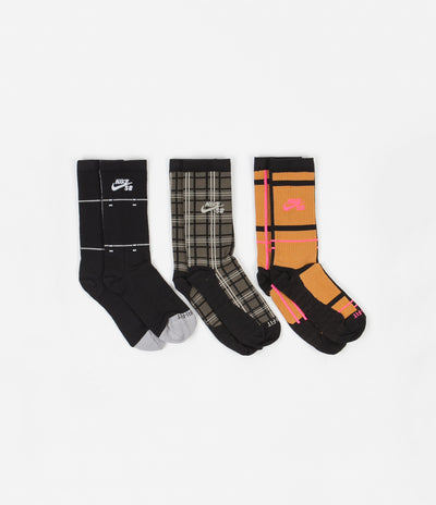 Nike SB Everyday Max Lightweight Crew Socks (3 Pair) - Orange / Multicolour