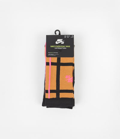 Nike SB Everyday Max Lightweight Crew Socks (3 Pair) - Orange / Multicolour