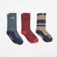 Nike SB Everyday Max Lightweight Crew Socks (3 Pair) - Red / Blue / Multi thumbnail