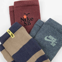 Nike SB Everyday Max Lightweight Crew Socks (3 Pair) - Red / Blue / Multi thumbnail