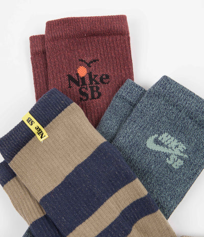 Nike SB Everyday Max Lightweight Crew Socks (3 Pair) - Red / Blue / Multi