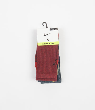 Nike SB Everyday Max Lightweight Crew Socks (3 Pair) - Red / Blue / Multi