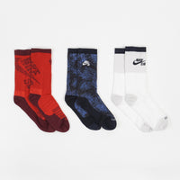 Nike SB Everyday Max Lightweight Crew Socks (3 Pair) - Red / White / Black thumbnail