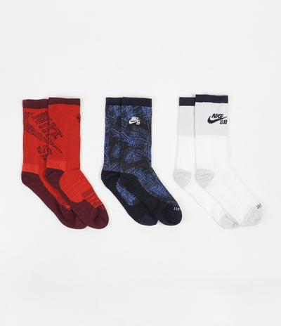 Nike SB Everyday Max Lightweight Crew Socks (3 Pair) - Red / White / Black