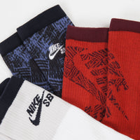 Nike SB Everyday Max Lightweight Crew Socks (3 Pair) - Red / White / Black thumbnail