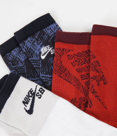 Nike SB Everyday Max Lightweight Crew Socks (3 Pair) - Red / White / Black