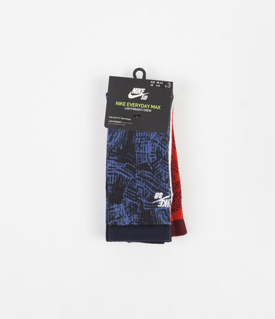 Nike SB Everyday Max Lightweight Crew Socks (3 Pair) - Red / White / Black