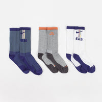 Nike SB Everyday Max Lightweight Crew Socks (3 Pair) - White / Green / Blue thumbnail