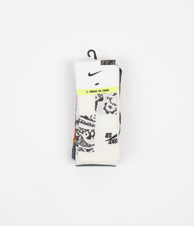 Nike SB Everyday Max Lightweight Crew Socks (3 Pair) - White / Paisley
