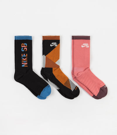 Nike SB Everyday Max Lightweight Socks (3 Pair) - Black / Red / Multi