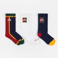 Nike SB Everyday Max Lightweight Socks (3 Pair) - Black / White / Navy / Red thumbnail