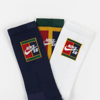 Nike SB Everyday Max Lightweight Socks (3 Pair) - Black / White / Navy / Red thumbnail