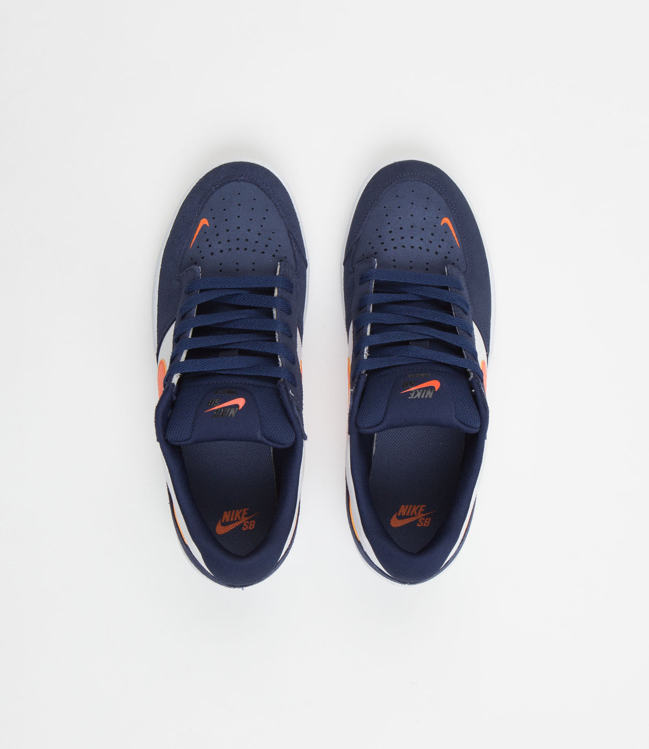 Navy blue and top orange nike shoes