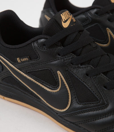 Nike SB Gato Shoes in Black and Black and Metallic Gold - Gum Yellow