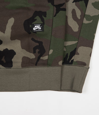 Nike SB Icon Camo Crewneck Sweatshirt - Medium Olive / Medium Olive