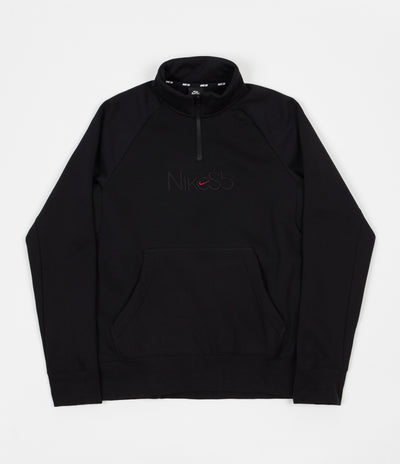 Nike SB Icon GFX Mockneck Half Zip Sweatshirt - Black / Red Crush