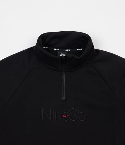 Nike SB Icon GFX Mockneck Half Zip Sweatshirt - Black / Red Crush
