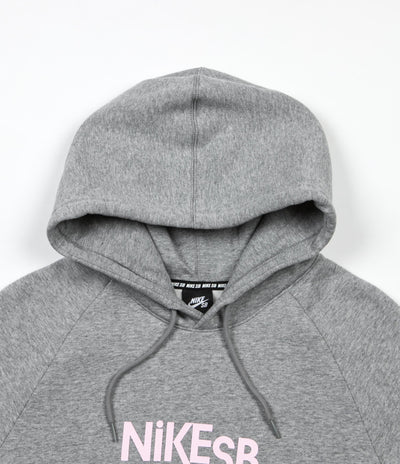 Nike SB Icon Hooded Sweatshirt - Dark Grey Heather / Prism Pink