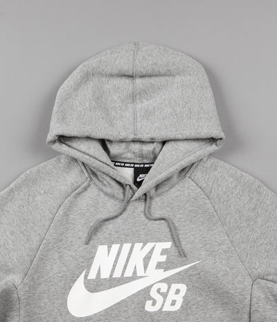 Nike SB Icon Hooded Sweatshirt - Dark Grey Heather / White
