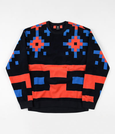 Nike SB Icon Nomad Crewneck Sweatshirt - Dark Obsidian / Bright Crimson