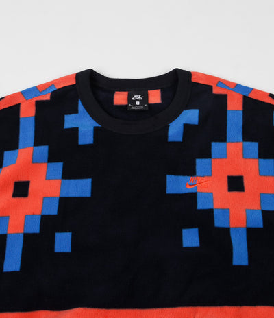 Nike SB Icon Nomad Crewneck Sweatshirt - Dark Obsidian / Bright Crimson