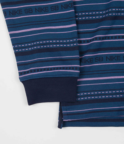 Nike SB Jacquard Long Sleeve Polo Shirt - Midnight Navy / Midnight Navy / Black