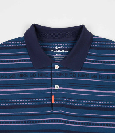 Nike SB Jacquard Long Sleeve Polo Shirt - Midnight Navy / Midnight Navy / Black