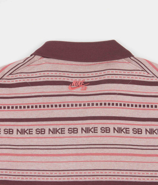 BioenergylistsShops - Nike SB Jacquard Long Sleeve Polo Shirt - Pink Oxford  / Dark Wine / Pi