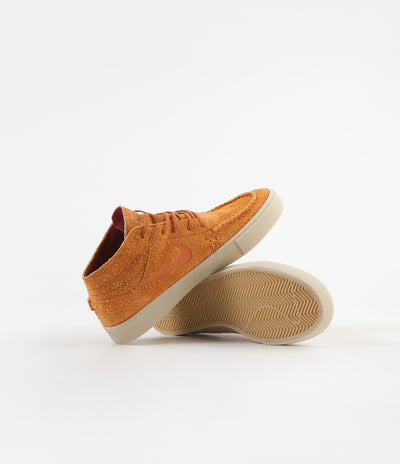 Nike SB Janoski Mid Crafted Shoes - Cinder Orange / Cinder Orange - Team Gold