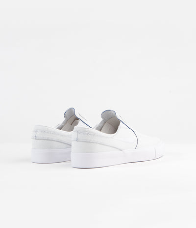 Nike SB Janoski Slip On Remastered Premium Shoes - White / White - Game Royal
