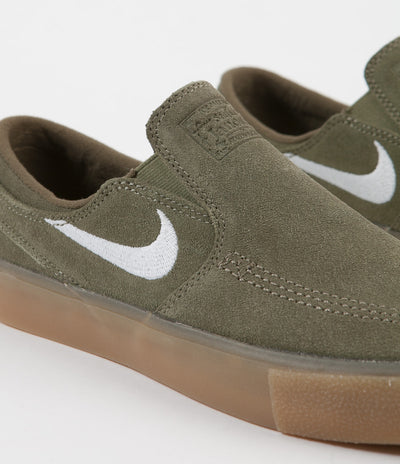 Nike SB Janoski Slip On Remastered Shoes - Medium Olive / White - Medium Olive