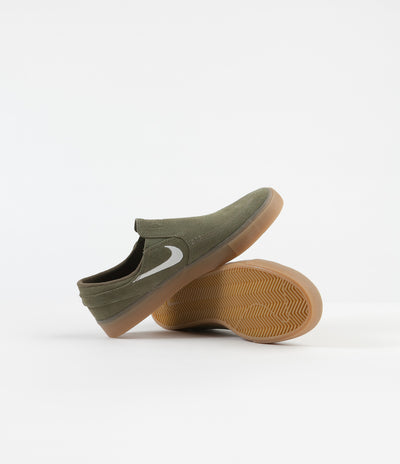 Nike SB Janoski Slip On Remastered Shoes - Medium Olive / White - Medium Olive