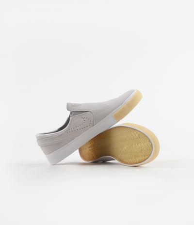 Nike SB Janoski Slip On Remastered Shoes - White / White - Vast Grey - Gum Yellow