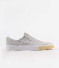 Nike SB Janoski Slip On Remastered Shoes - White / White - Vast Grey - Gum Yellow