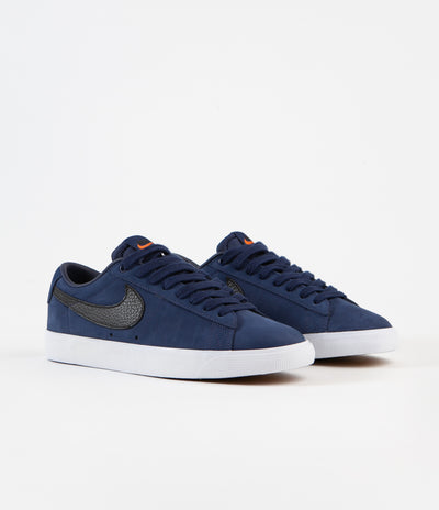 Nike SB Orange Label Blazer Low GT Shoes - Midnight Navy / Black - Midnight Navy