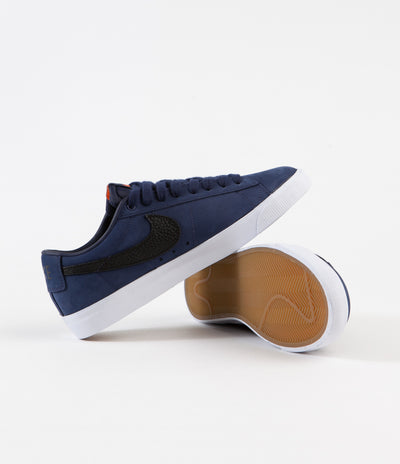 Nike SB Orange Label Blazer Low GT Shoes - Midnight Navy / Black - Midnight Navy