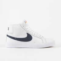 Nike SB Orange Label Blazer Mid Shoes - White / Navy - White - Safety Orange thumbnail