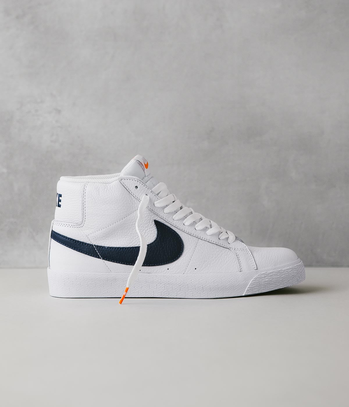 Nike SB Orange Label Blazer Mid Shoes White Navy White Safety Flatspot
