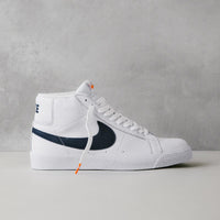 Nike SB Orange Label Blazer Mid Shoes - White / Navy - White - Safety Orange thumbnail