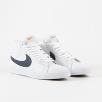 Nike SB Orange Label Blazer Mid Shoes - White / Navy - White - Safety Orange thumbnail