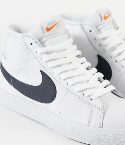 Nike SB Orange Label Blazer Mid Shoes - White / Navy - White - Safety ...