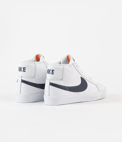 Nike SB Orange Label Blazer Mid Shoes - White / Navy - White - Safety Orange