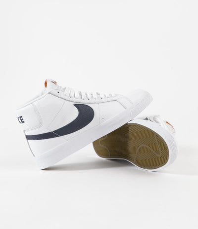 Nike SB Orange Label Blazer Mid Shoes - White / Navy - White - Safety Orange
