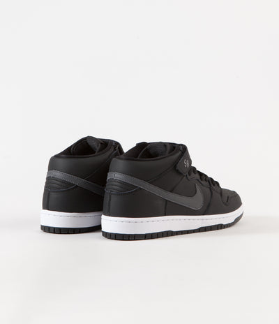 Nike SB Orange Label Dunk Mid Pro Shoes - Black / Dark Grey - Black - White