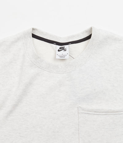 Nike SB Skate Short Sleeve Crewneck Sweatshirt - Birch Heather / Light Madder Root