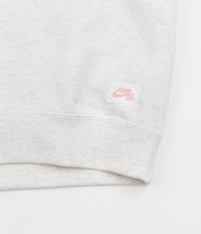 Nike SB Skate Short Sleeve Crewneck Sweatshirt - Birch Heather / Light Madder Root