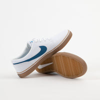 Nike SB Solarsoft Portmore II Canvas Shoes - White / Industrial Blue - Gum Light Brown thumbnail
